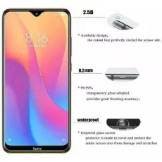 Tempered glass screen protector for Huawei Enjoy 10E smartphone with 2.5D curved edges, 0.3mm ultra-thin design, and 99.99% transparency for high clarity. Features waterproof protection