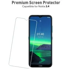 Premium tempered glass screen protector designed for Nokia 2.4, offering high durability, scratch resistance, and clear display protection.