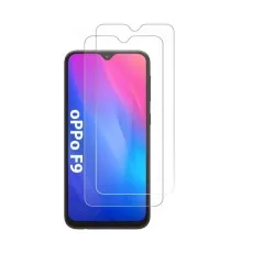 OPPO F9 with 2 Pack Tempered Glass Screen Protectors, showcasing screen clarity