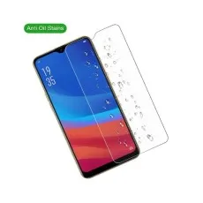 OPPO F9 with Tempered Glass Screen Protector, demonstrating anti-oil and stain resistance