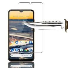 Tempered glass screen protector for Nokia C20 Plus, demonstrating high durability against scratches and impacts..