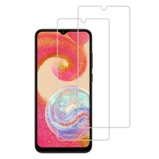 2-pack tempered glass screen protectors for Samsung Galaxy A04, offering full-screen coverage and protection