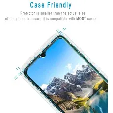 Case-friendly screen protector designed for compatibility with most phone cases