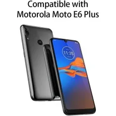 Motorola Moto E6 Plus with a tempered glass screen protector – full front and back view, scratch-resistant and case-friendly