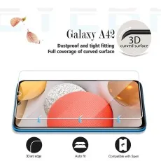 Samsung Galaxy A42 3D Curved Tempered Glass – Full Coverage, Dustproof, Auto Fit, Compatible with S Pen.