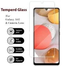 Samsung Galaxy A42 Tempered Glass Screen Protector – Explosion Proof, Anti-Bubble, 9H Hardness, Anti-Fingerprint, Camera Lens Protection.