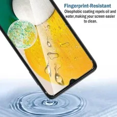 Oppo A55s tempered glass – fingerprint-resistant, oleophobic coating repels oil and water for easy cleaning