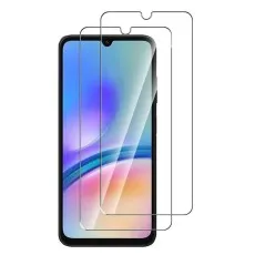 Realme C33 Mobile phone displaying a vibrant feather-like design with tempered glass protector.