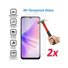 9H tempered glass screen protector with impact resistance, anti-scratch, anti-chip, anti-oil, and HD clarity features. 2-pack included