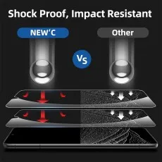 Shockproof and impact-resistant tempered glass comparison, showing superior durability against drops