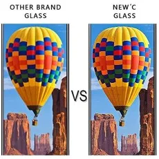Comparison of other brand glass vs. NEW'C glass – clearer and more vibrant display