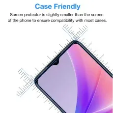 Case-friendly Oppo A77s screen protector, slightly smaller for compatibility with most phone cases
