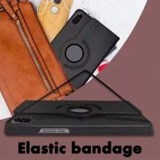 Honor X9 Leather 360° Rotating Case – Features an elastic band for secure closure, ensuring portability and added protection