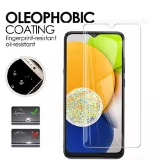Oleophobic-coated tempered glass screen protector, resistant to fingerprints and oil for a clear display