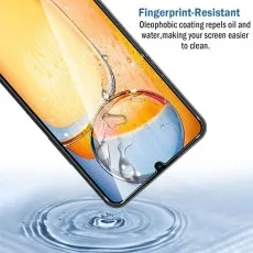 Xiaomi Poco C3 screen protector with fingerprint-resistant oleophobic coating that repels oil and water for easy cleaning.