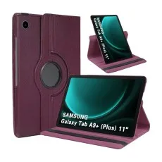 Samsung Galaxy Tab A9 Plus 11'' 2023 tablet case, 360-degree rotating leather cover, front view in Purple