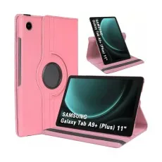 Samsung Galaxy Tab A9 Plus 11'' 2023 tablet case, 360-degree rotating leather cover, front view in Pink