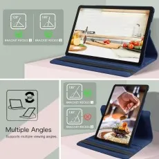 Samsung Galaxy Tab A9 Plus 2023 leather case showcasing multiple adjustable viewing angles and bracket recess options