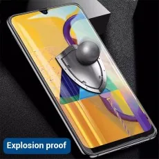 Smartphone with a screen protector, featuring a shield graphic and Explosion proof text