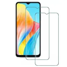 Tecno Spark Go 2023 with two tempered glass screen protectors aligned in front