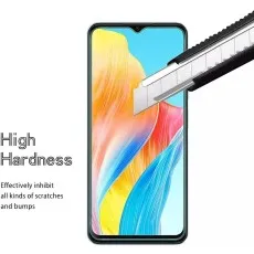 Tecno Spark Go 2023 with a knife on the screen, showcasing scratch-resistant glass
