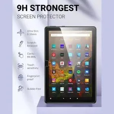 Amazon Fire HD 8 (12th Gen, 2024) screen protector with impact-resistant tempered glass, highlighting durability and scratch-proof features