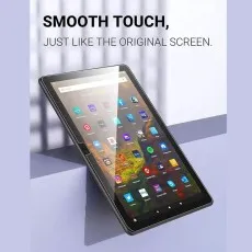 Image showcasing a smooth, bubble-free installation of the tempered glass protector on the Amazon Fire HD 8 tablet