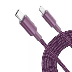 Purple braided Type C to iPhone charger cable 1M featuring a durable design and Lightning connector