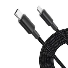 Black braided Type C to iPhone charger cable 2M designed for durability and efficient charging