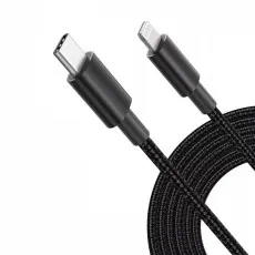 Black braided Type C to iPhone charger cable featuring durable design and Lightning connector