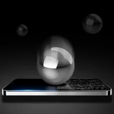 Illustration of impact resistance for Honor 300 tempered glass screen protector, showing a metal sphere striking the screen with a cracked surface, emphasizing durability and protection.