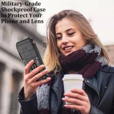 Woman holding a Shockproof Ring Armour Stand Case for Google Pixel 9 Pro, showcasing military-grade protection and stylish design