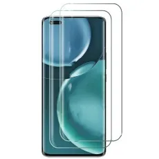 Honor Magic4 Ultimate smartphone with 2 tempered glass screen protector overlay.