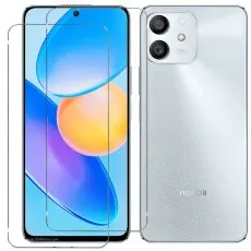 Honor Play6T Pro smartphone with 2 tempered glass screen protector overlay.