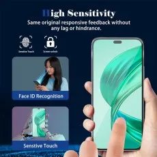 Screen protector for Honor 8X with high touch sensitivity, supporting fingerprint and face ID unlock.