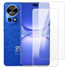 Blue Huawei Nova 12 phone with 2 screen Protector Ultra Clear with 2.5D Tempered Edges for Screen Protection.