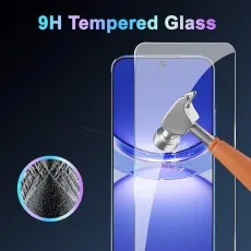 9H tempered glass screen protector being hit by a hammer, showing its durability.