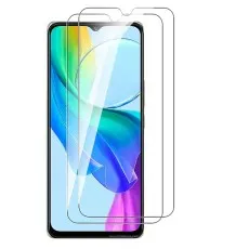 Vivo Y03 with two clear tempered glass screen protectors for full coverage and protection