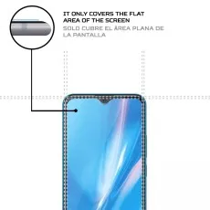 Screen protector only covers the flat area of the screen. Solo cubre el área plana