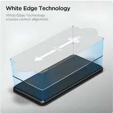 Spigen screen protector with White Edge Technology for easy, correct alignment. Slide to apply.