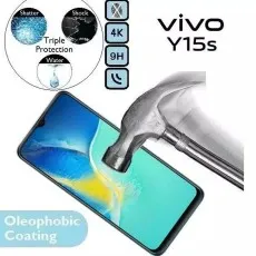 Triple Protection for Vivo Y15s Shatter, Shock, Water. 4K, 9H hardness, Oleophobic coating
