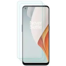 Two clear screen protectors next to a OnePlus 11R phone displaying Never Settle.