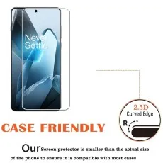 OnePlus 11 screen protector with 2.5D curved edges, case-friendly design, and precise fit for most phone cases.