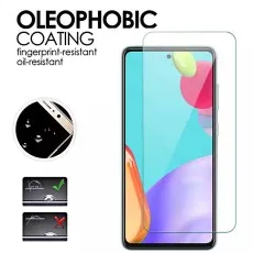 Oppo A2 screen protector with oleophobic coating fingerprint and oil resistant, shown with water droplets beading on the surface.