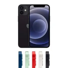 Apple iPhone 12 Mini 64GB Unlocked Renewed Front and back view in black, showcasing available colors