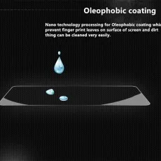 Screen protector with oleophobic coating water droplets bead on the surface, resisting fingerprints and dirt for easy cleaning.