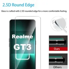 Realme GT5 screen protector (GT3 shown) with 2.5D round edge.