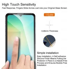 A06 High touch, thin 2.5D screen protector. Easy, bubble-free install