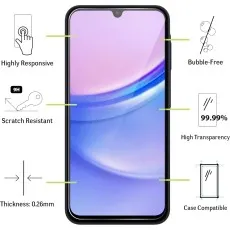 A16 screen protector highly responsive, 9H scratch resistant, 0.26mm thick, bubble-free, 99.99% transparent, case compatible