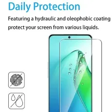 Daily protection screen protector with hydraulic and oleophobic coating, protecting from liquids and fingerprints.